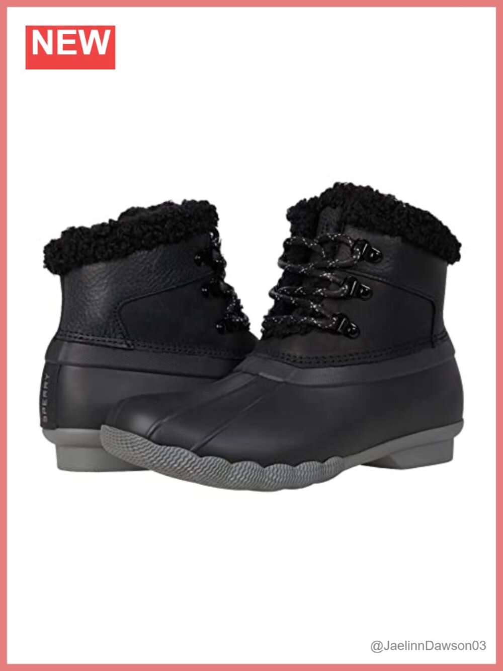 Waterproof Leather Duck Boots with Micro-Fleece Lining Non-Marking Rubber Sole